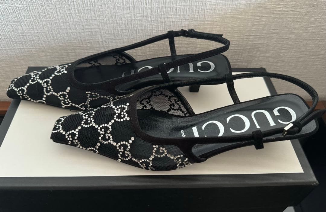 GUCCI GGスリングバックパンプス ブラック