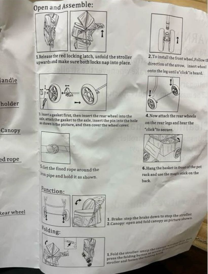 【訳あり特価】ペットカート　新品訳あり　軽量　折り畳み可能　四輪　グレー