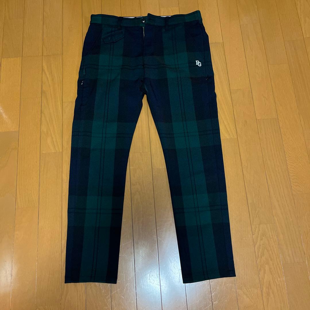 PEARLY GATES チェック柄パンツ ダークグリーン/ネイビー
