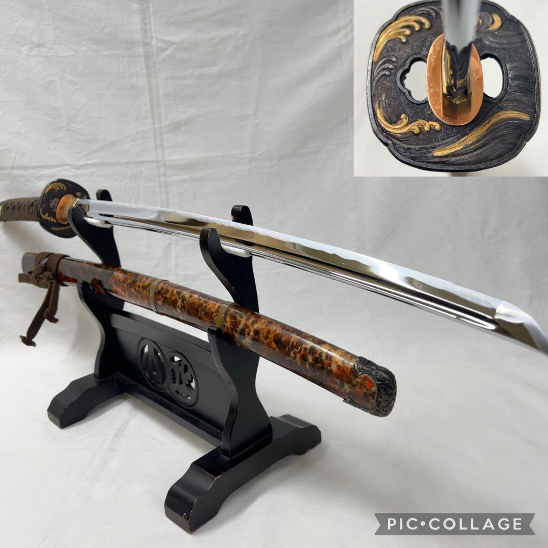 【模造】大脇差 全長86.0センチ 龍鍔 樋入り 特殊鞘 日本刀