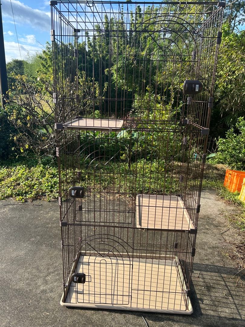 ブラウン 3段 キャットケージ