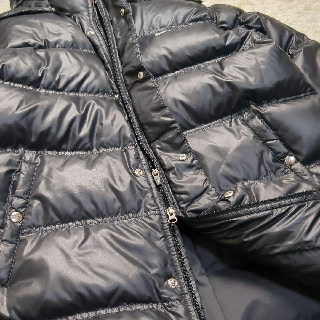 【NIKE✨ダウン✨XL】ベンチコート 肉厚 ブラック 防寒 フード