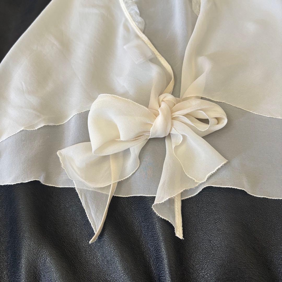 シャネルCHANELシフォンキャミソール リボンオフホワイトsize40