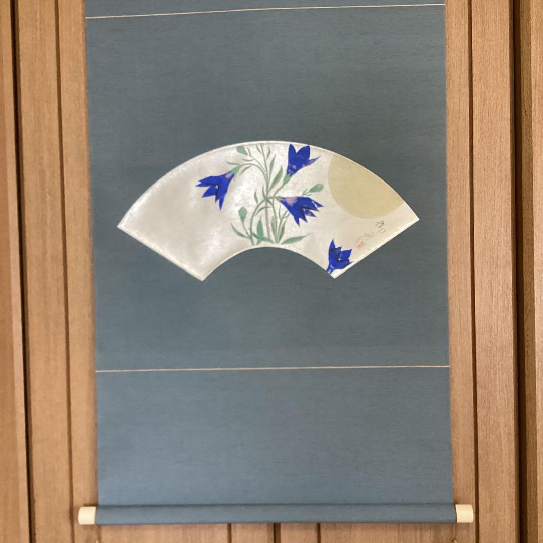 速水御舟作　　昭和8年作　桔梗図木版画掛軸　　便利堂参考　　掛軸一幅　582