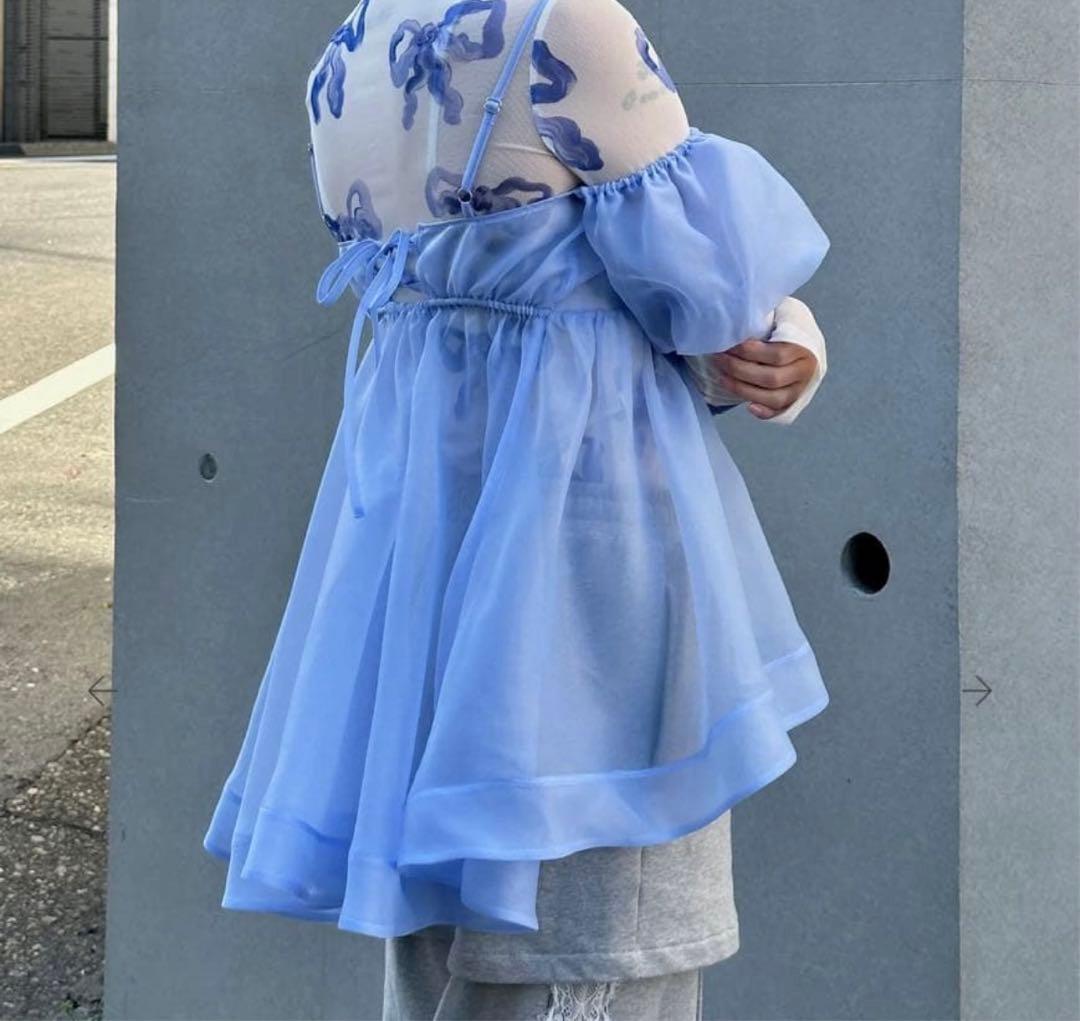 poppy あさぎーにょ オーガンジーオフショルダーキャミチュニック