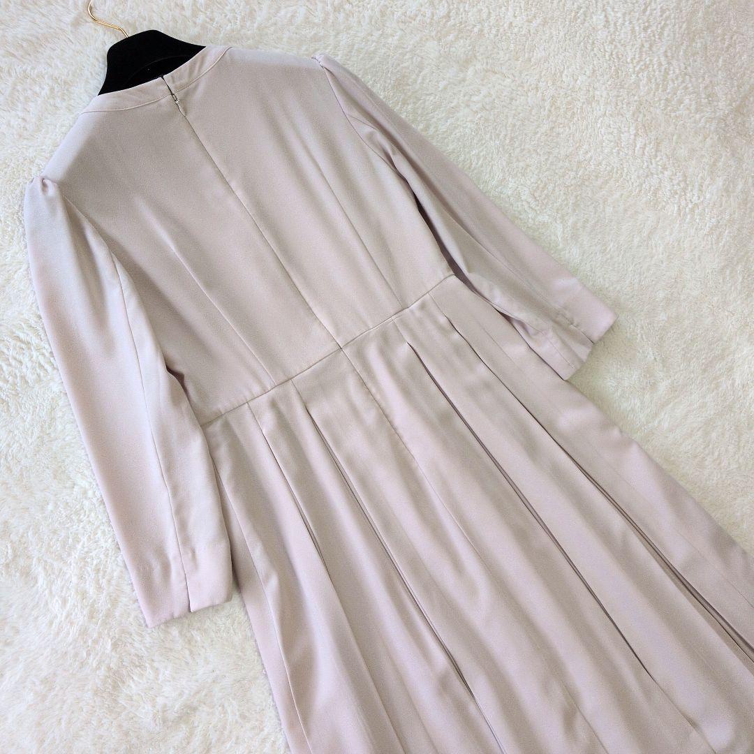 セルフォード ボウタイプリーツワンピース　セレモニー　ライトベージュ　M