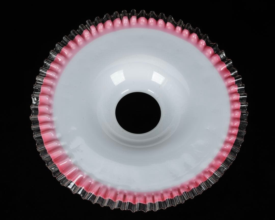 け*ん様 吊りオイルランプ 明治～大正期 乳白ガラス傘 マーブルピンク模様オイル