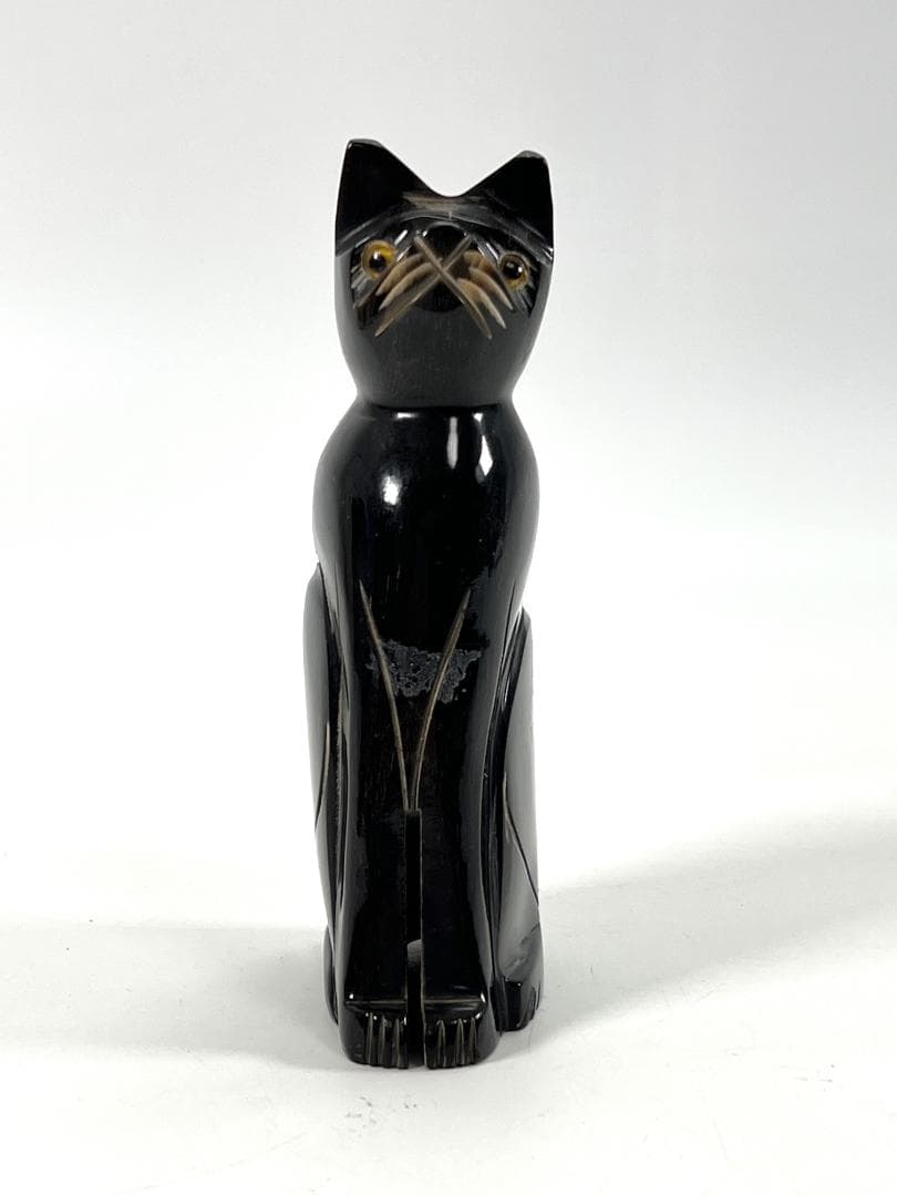 骨彫 猫 置物 立像 骨雕細工 骨董・民芸美術品
