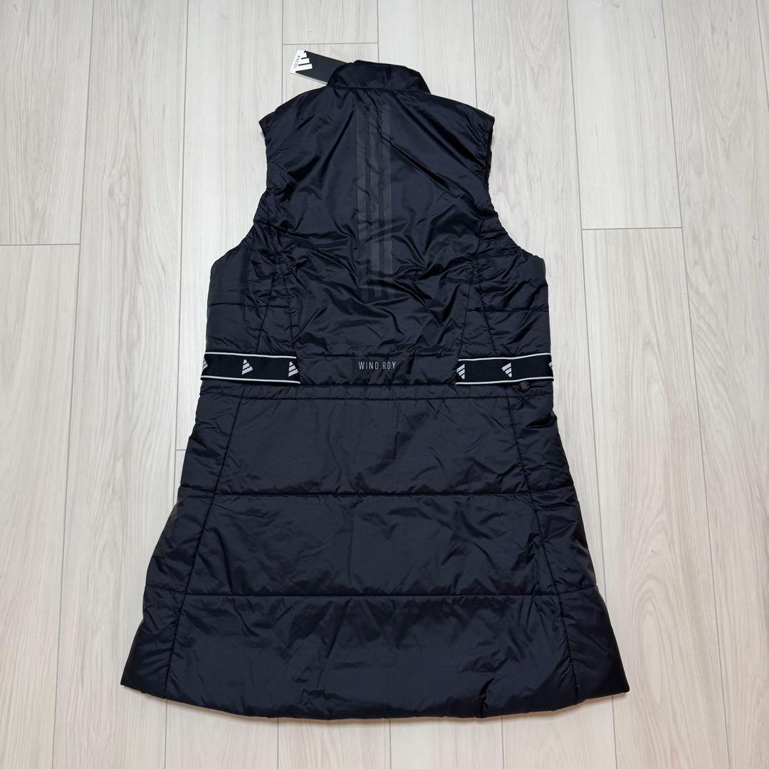 アディダス ワンピース 中綿 ダウンベスト 秋冬 ウエスト調節可 ブラック 黒