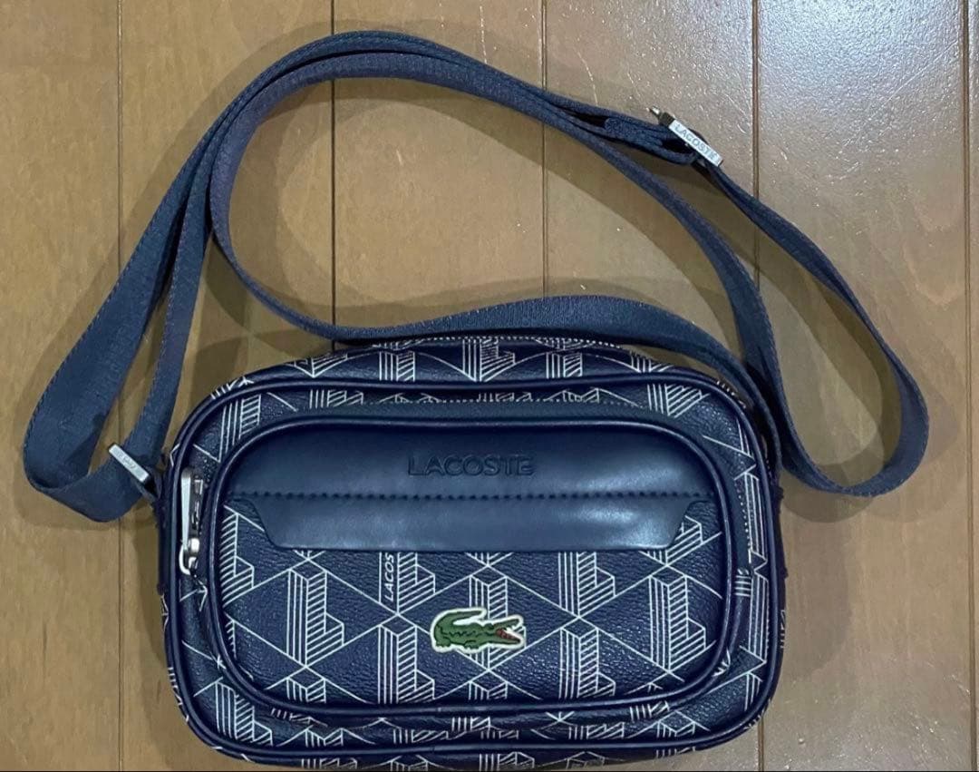 バムケロLACOSTE ラコステ モノグラム ショルダーバッグ ネイビー