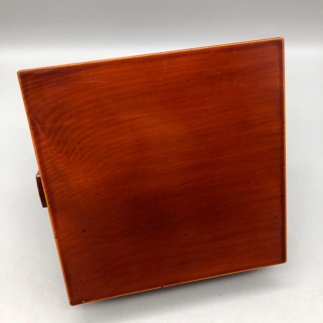 箱入り飛騨高山伝統工芸品飛騨春慶塗手提げ二段重箱15.5cm高島屋ビンテージ食器