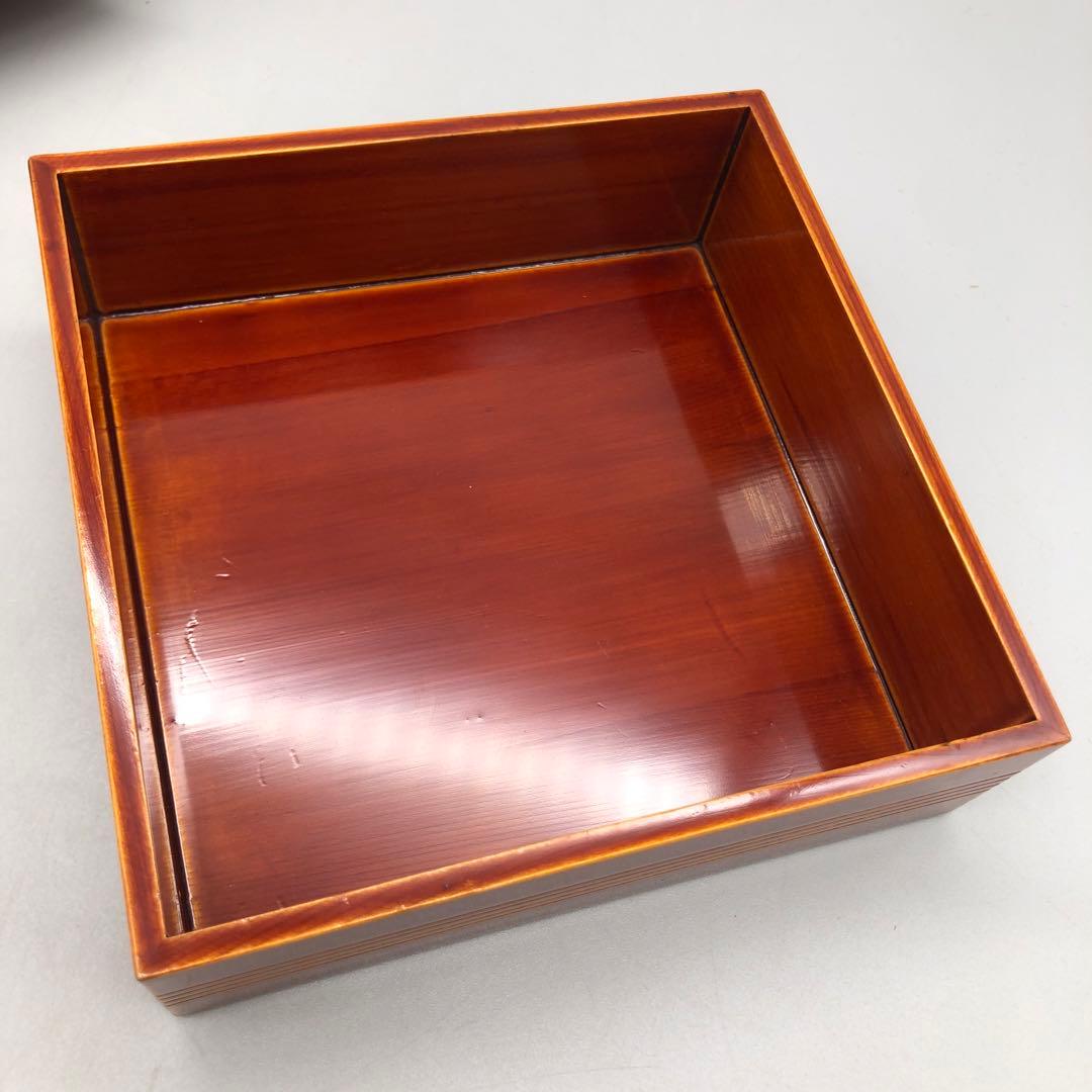 箱入り飛騨高山伝統工芸品飛騨春慶塗手提げ二段重箱15.5cm高島屋ビンテージ食器