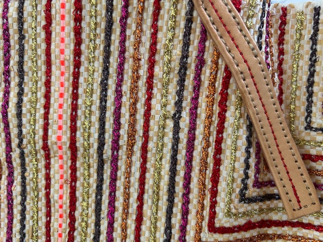 新品未使用エンシャラen shallaモロッコ製ハンドメイドトートバッグ/赤系