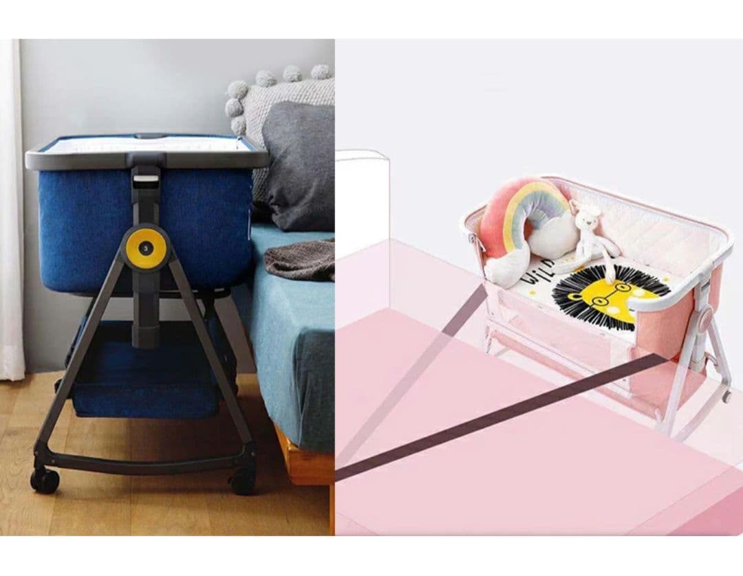 HZDMJ ベビーベッド タイニーサイズ　 高さ調整可　ゆりかごにも　ネットあり