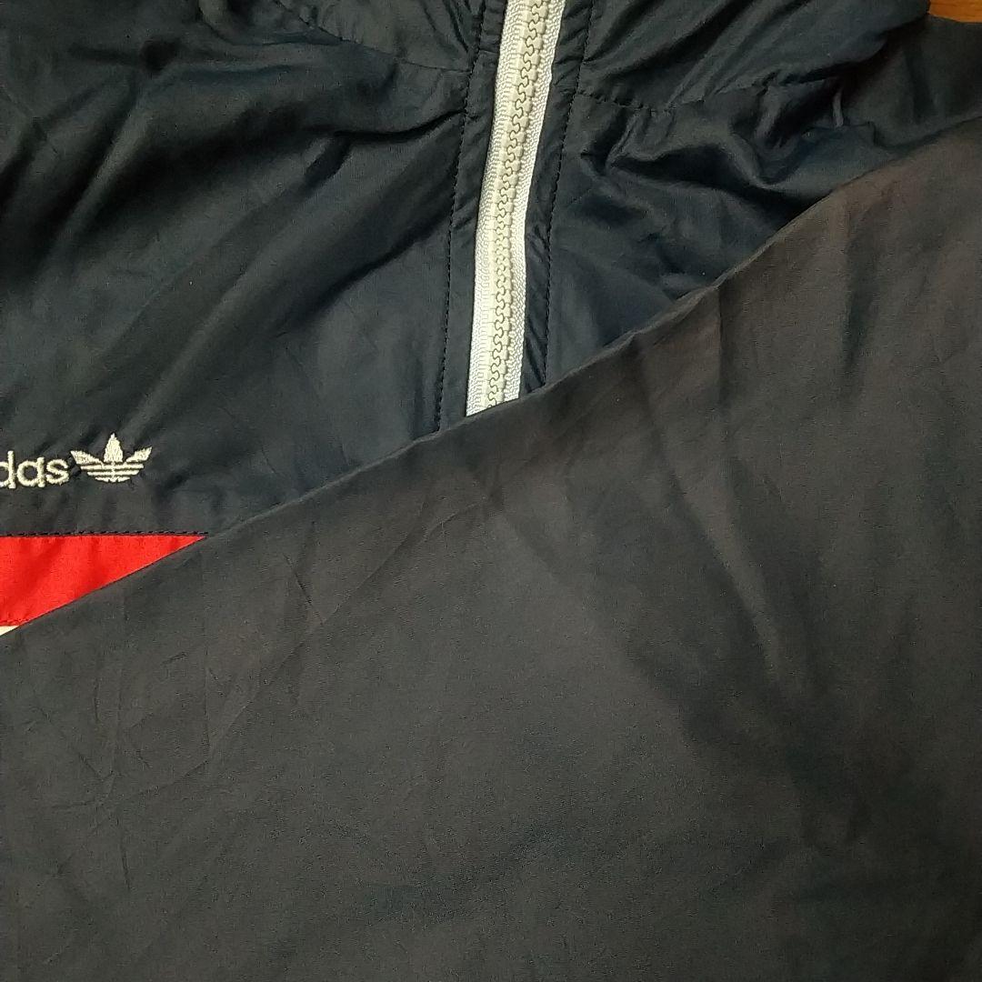 希少☆西ドイツ アディダス 刺繍ロゴ フード収納 ナイロンジャケット L相当