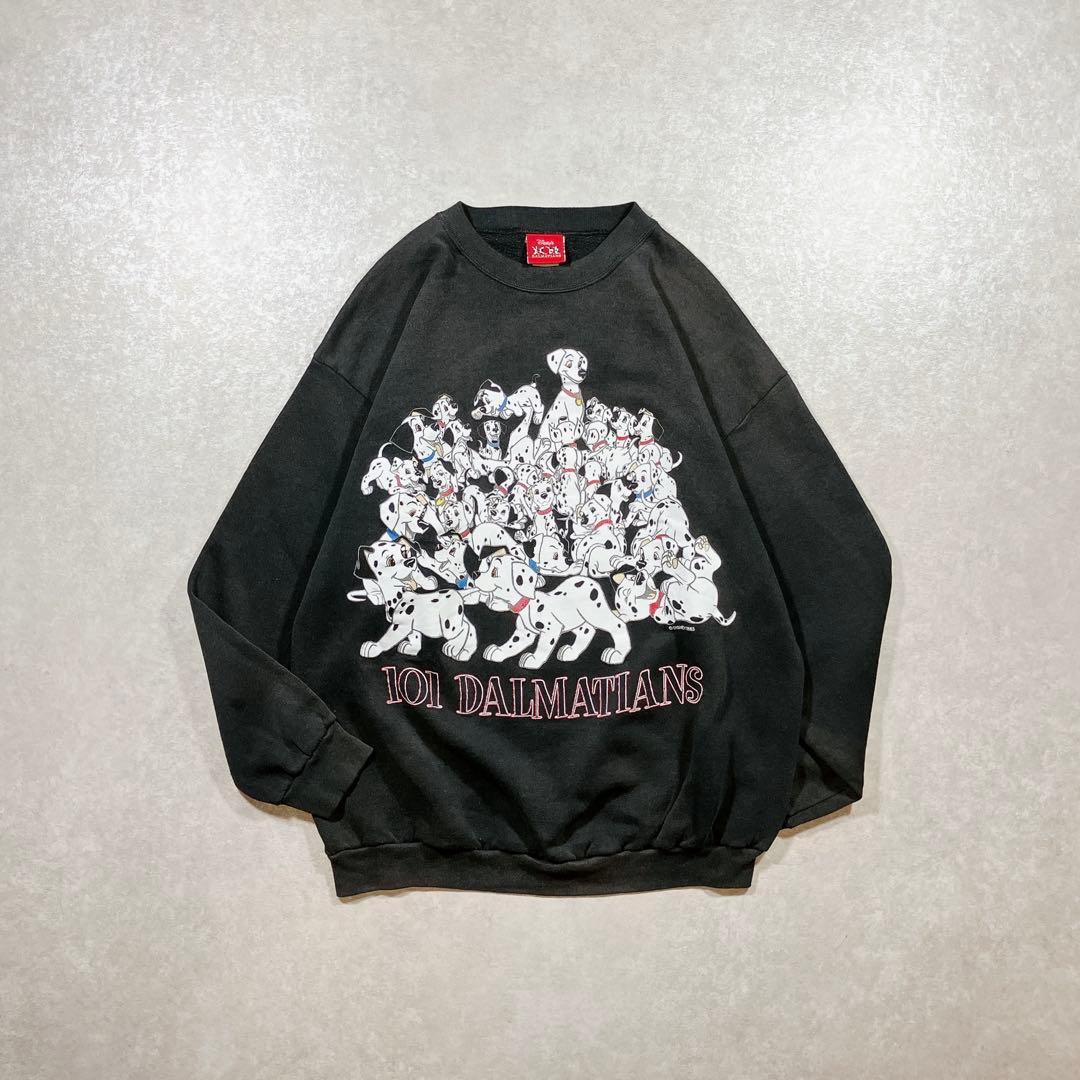 90s USA製 Disney 101匹わんちゃん スウェット 黒 ヴィンテージ