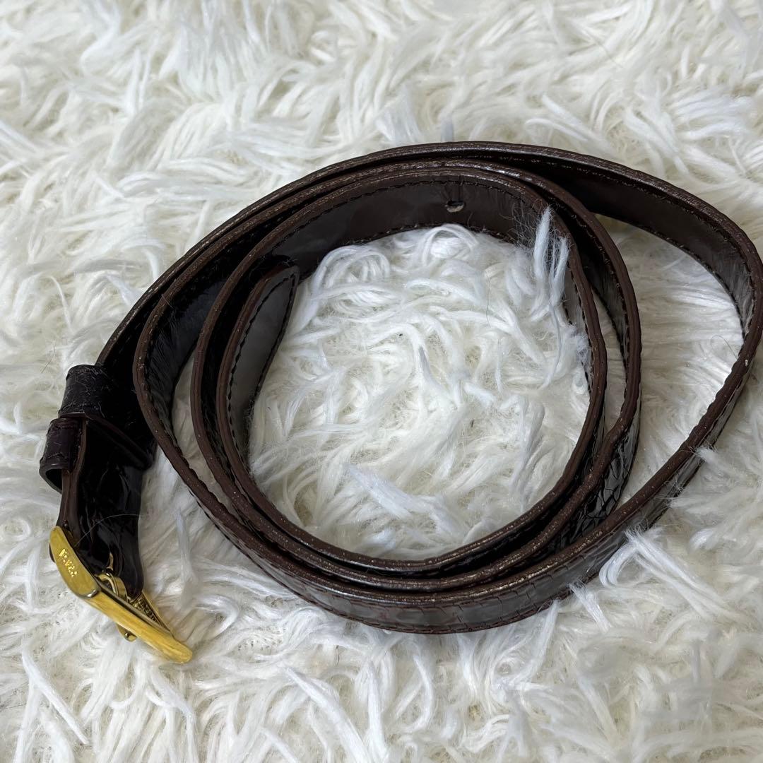 超希少✨ プラダ ウエストポーチ ボディバッグ 三角プレート クロコ ナイロン