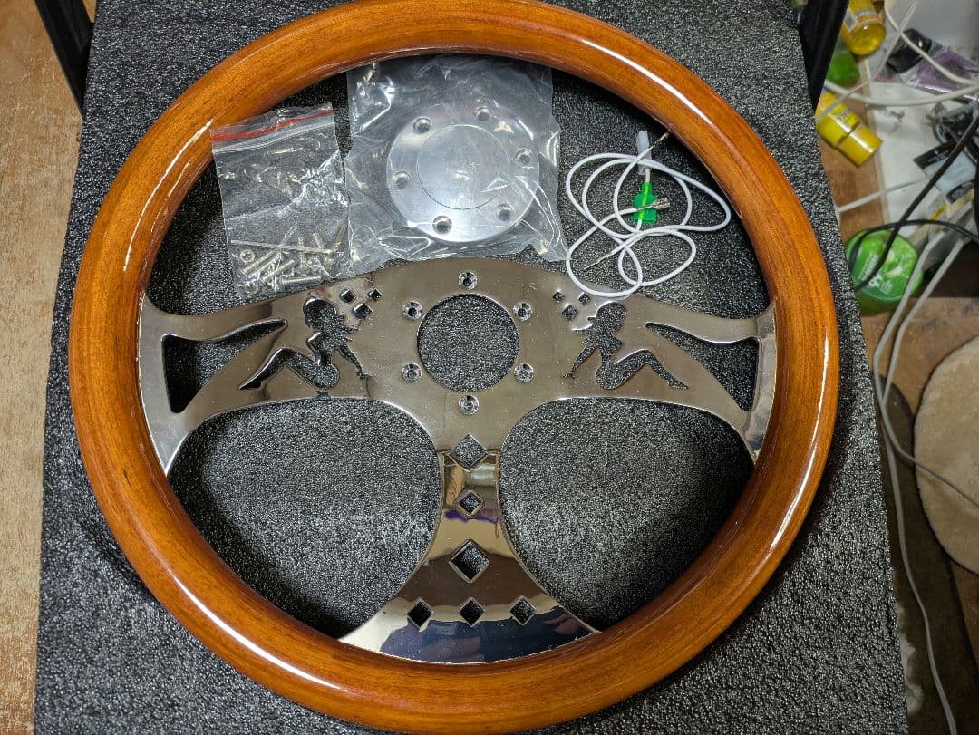 シンディウッドクローム ステアリングホイール 本体　38パイ