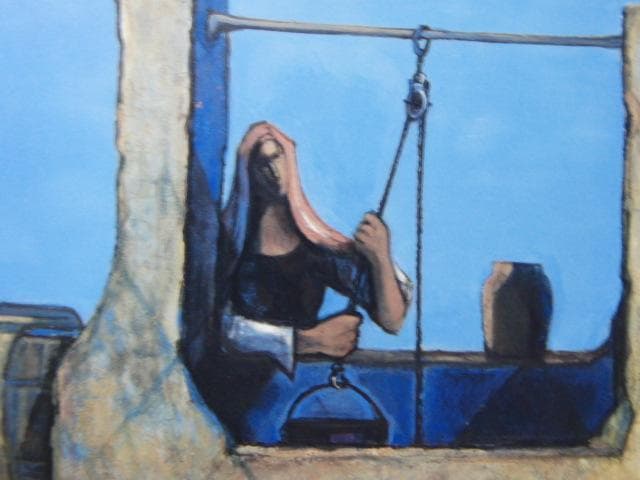 神戸文子、【水くみの女】、希少な画集より、状態良好、新品高級額装付