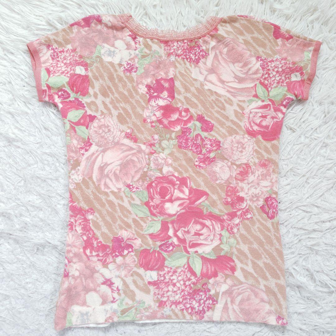 【ブルマリン】アンナモリナーリ花柄アンサンブル レース 薔薇 ピンクカーディガン