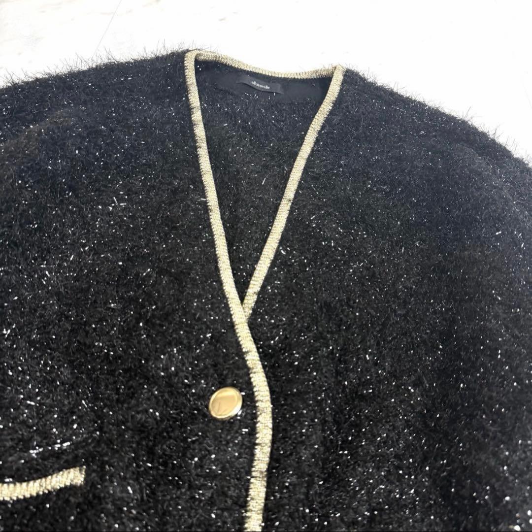 【新品タグ付き】完売品✨️アルアバイル シャイニー フェザー カーディガン 黒