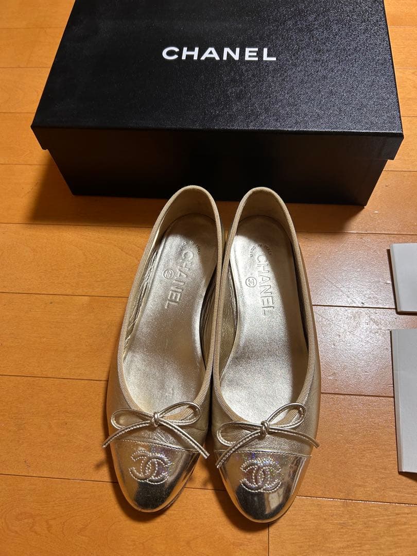 シャネル　バレリーナ　ゴールド　バレエシューズ　37C
