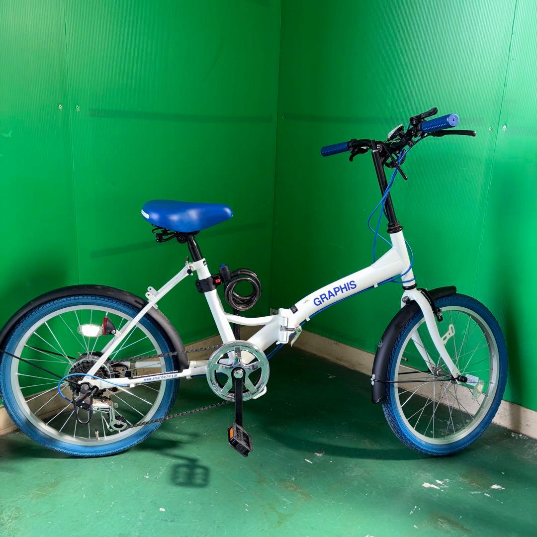 GRAPHIS 折りたたみ自転車 ホワイト/ブルー