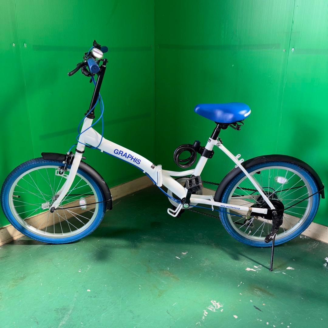 GRAPHIS 折りたたみ自転車 ホワイト/ブルー