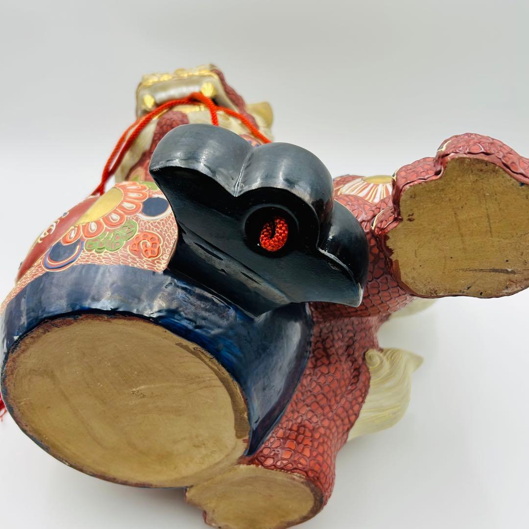 【九谷焼 獅子　打ち出の小槌 狛犬 置物 魔除け 縁起物 金彩】