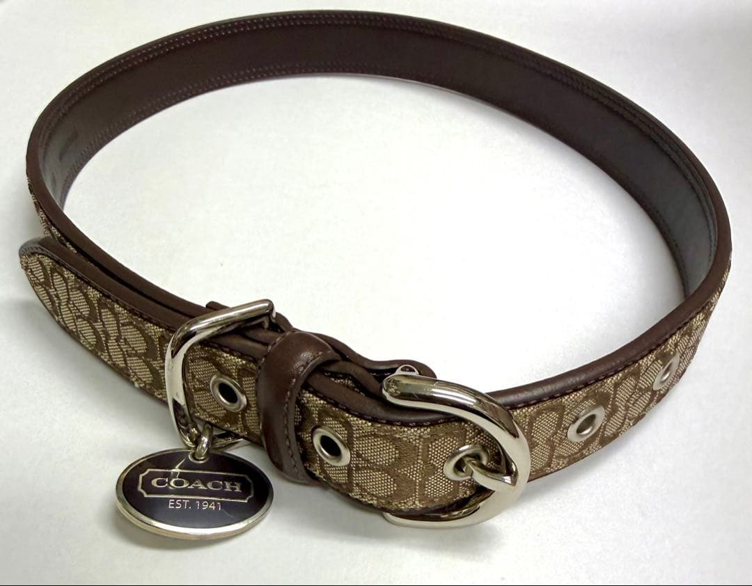 COACH コーチ■大型犬／首輪■シグネチャー：ブラウン茶色　犬用 サイズ：XL
