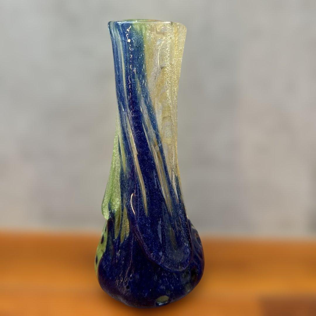 稲嶺盛吉.宙吹ガラス.花瓶.琉球ガラス.大きめ