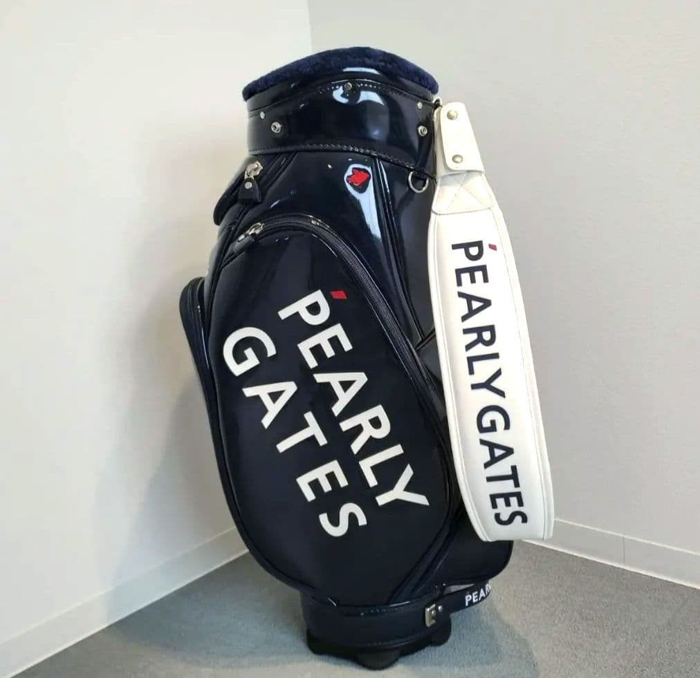 美品【パーリーゲイツ】エナメルキャデイバッグ　ネイビー