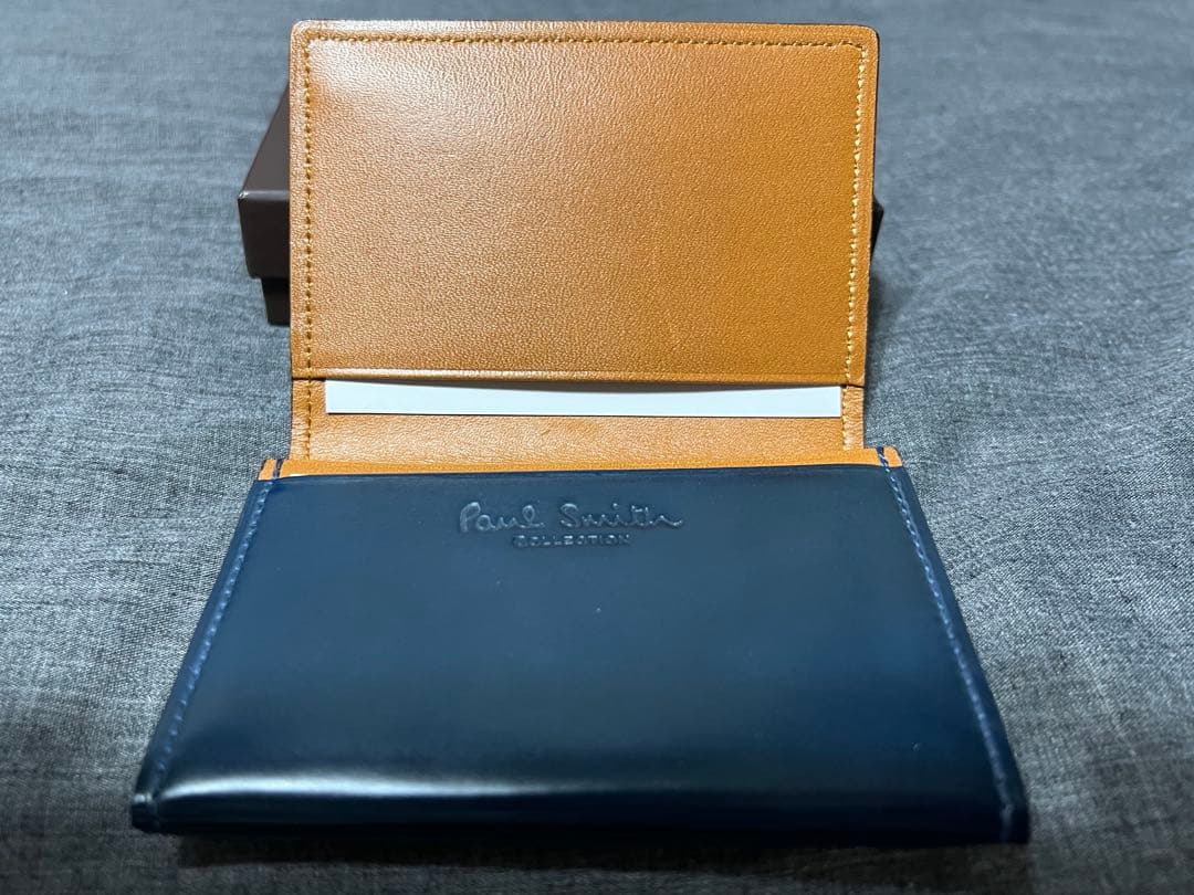 【中古】Paul Smith 名刺入れ　 蝋引きコードバン　美品　ブルーカラー