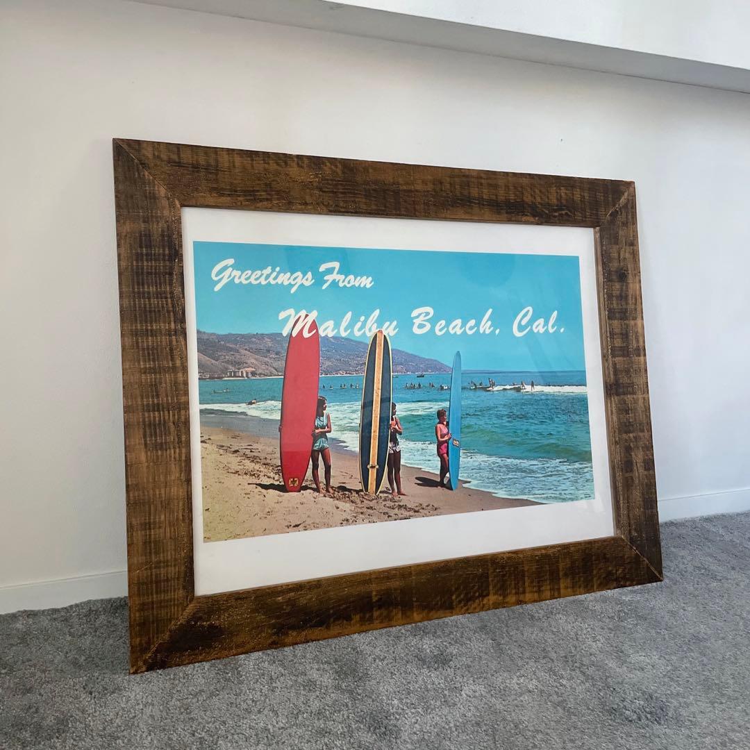 マリブビーチ ポスターフレーム サーフィン サーファー 海 カリフォルニア 特大