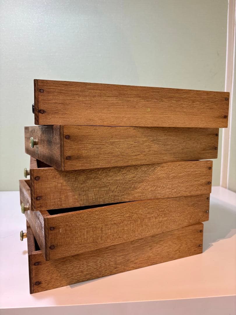 木味の小引き出し5段 レトロインテリア収納　レトロ雑貨好きに