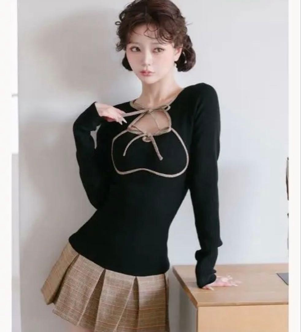 Darich ダーリッチ　ポイントチェックニットミニワンピース