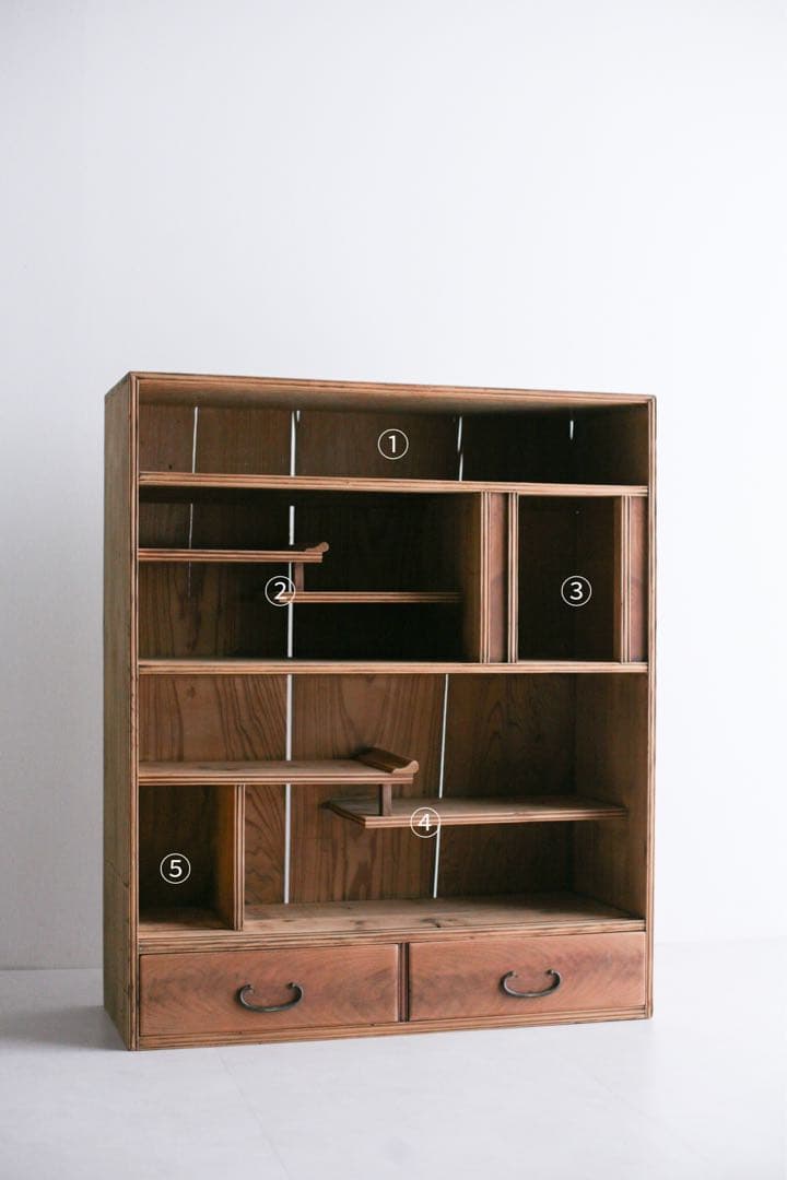 茶箪笥　キャビネット　本棚　収納棚　無垢材　杉材　ケヤキ材　古家具