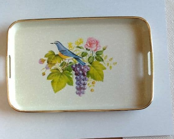 昭和レトロ長手盆(幸せの青い鳥)