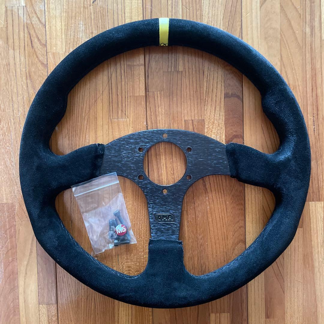 スエード製 黒 3スポーク ステアリングホイール