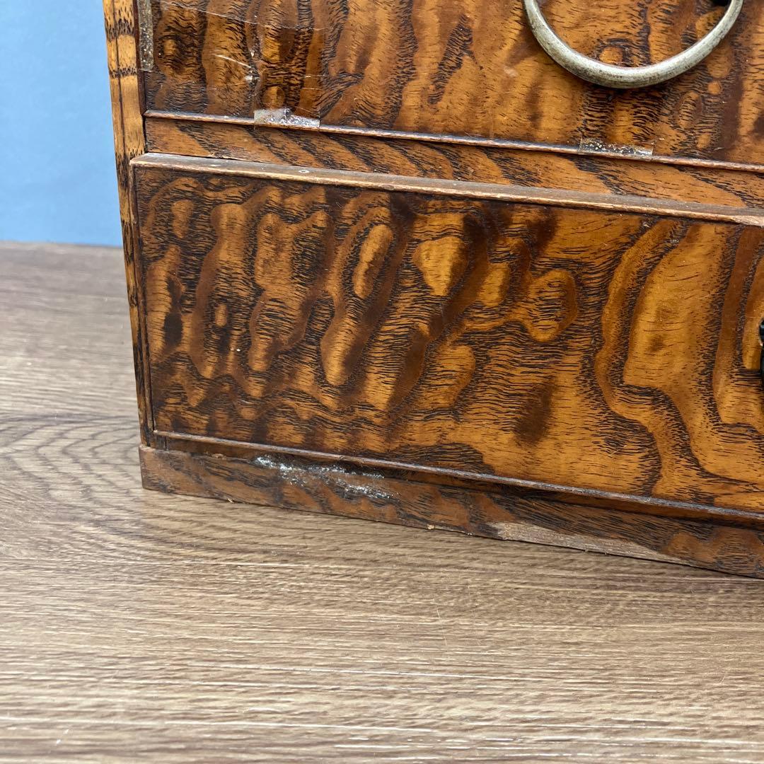 E-3 希少 昭和レトロ 木製 小引き出し 裁縫箱 ソーイングボックス 杢目