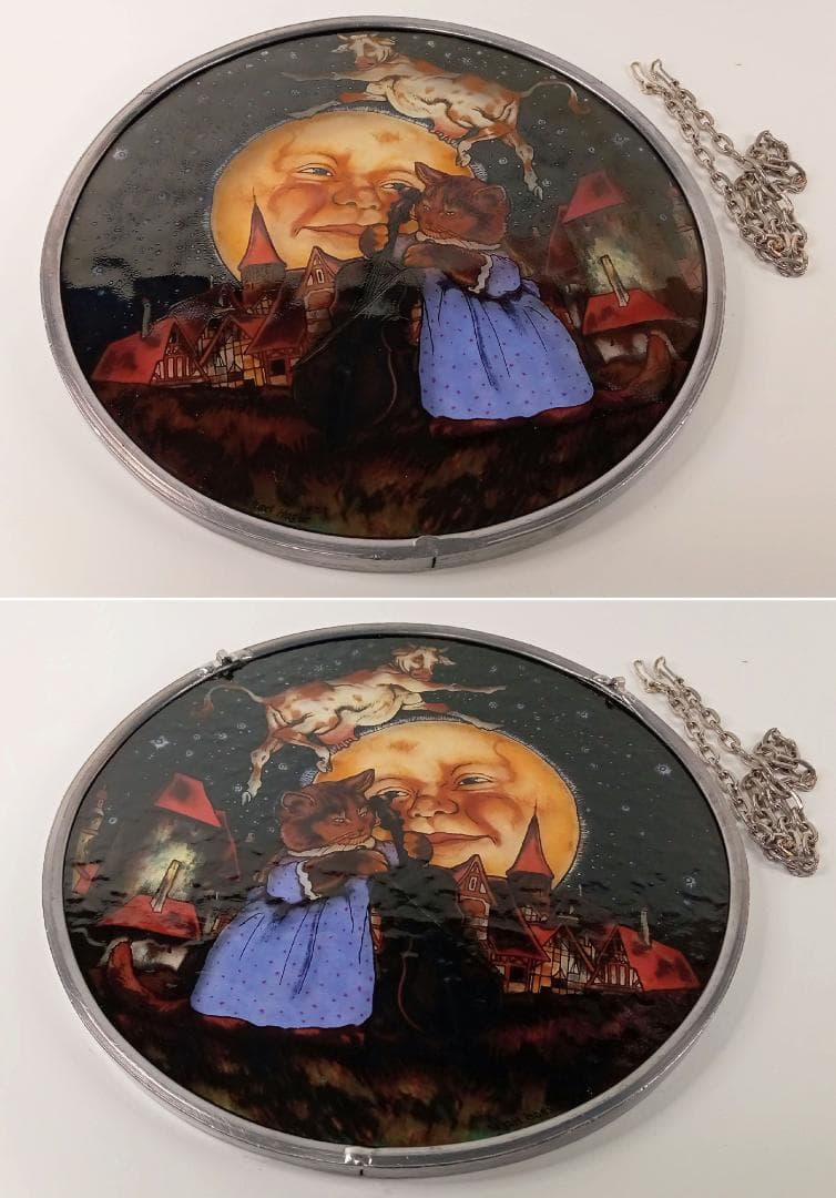 マイケル・ハーグ ステンドグラス マザーグース 猫と月と牛 グラスマスターズ社