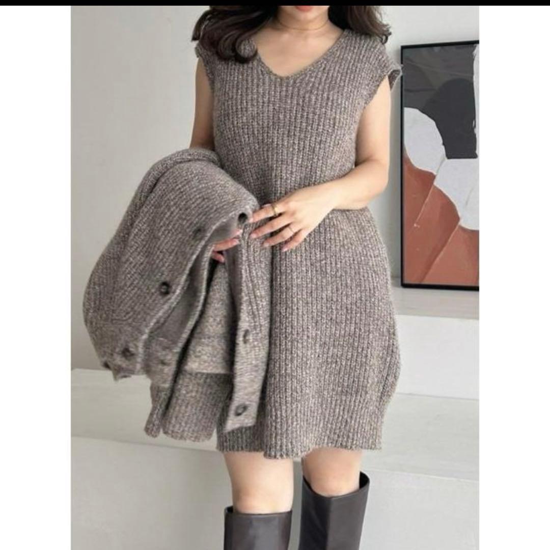 FRAY I.D / フレイアイディー ロングカーデ&ミニニットワンピセット