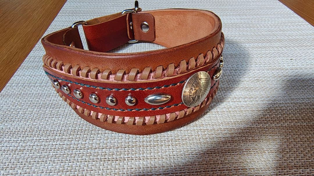 サイトハウンド犬用首輪 大型、中型犬メタル装飾付き㉞