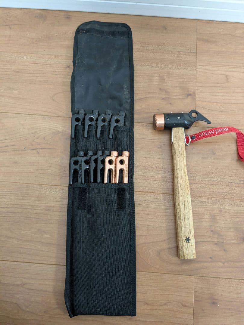 スノーピーク　ペグ10本＆ペグハンマーセット　ペグケース付き