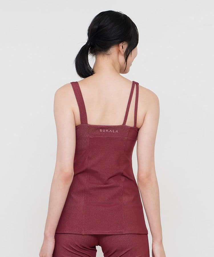 【SUKALA】リブデニムロングキャミソール　ローズコッパー　M