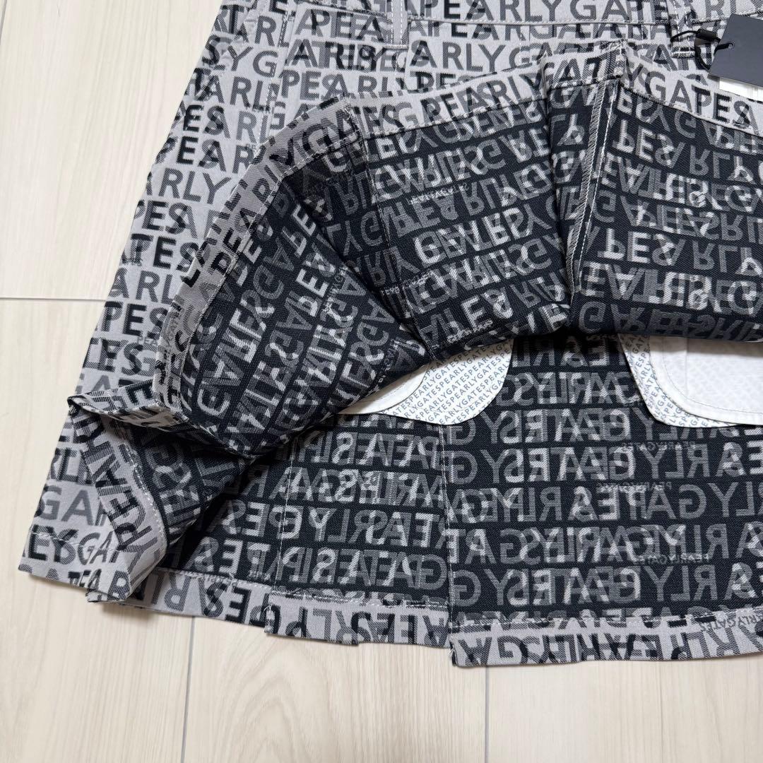 新品 パーリーゲイツ ランダムロゴ プリーツスカート グレー