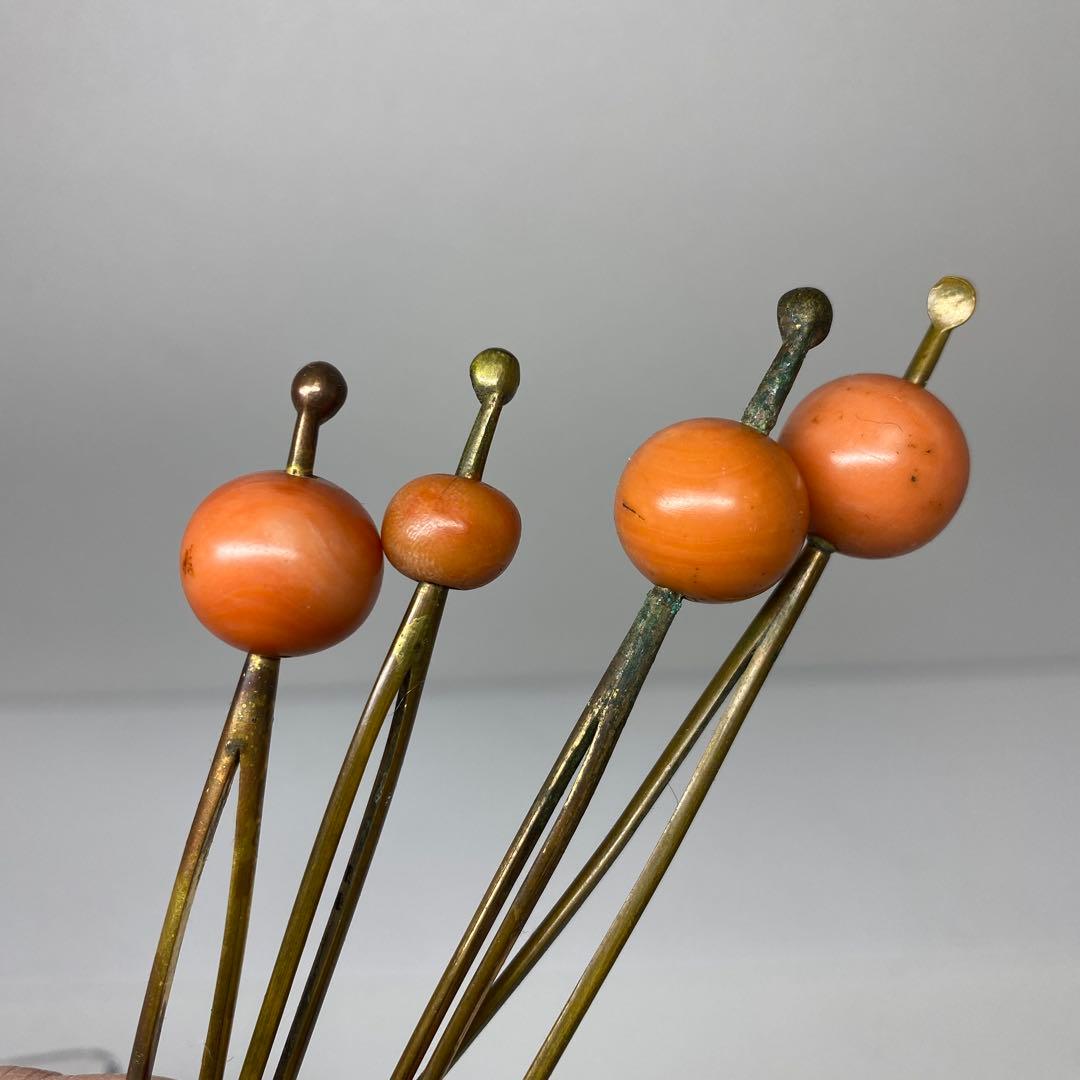 本赤珊瑚　玉　簪　93g チヒチ　東さ8-0107☆1F