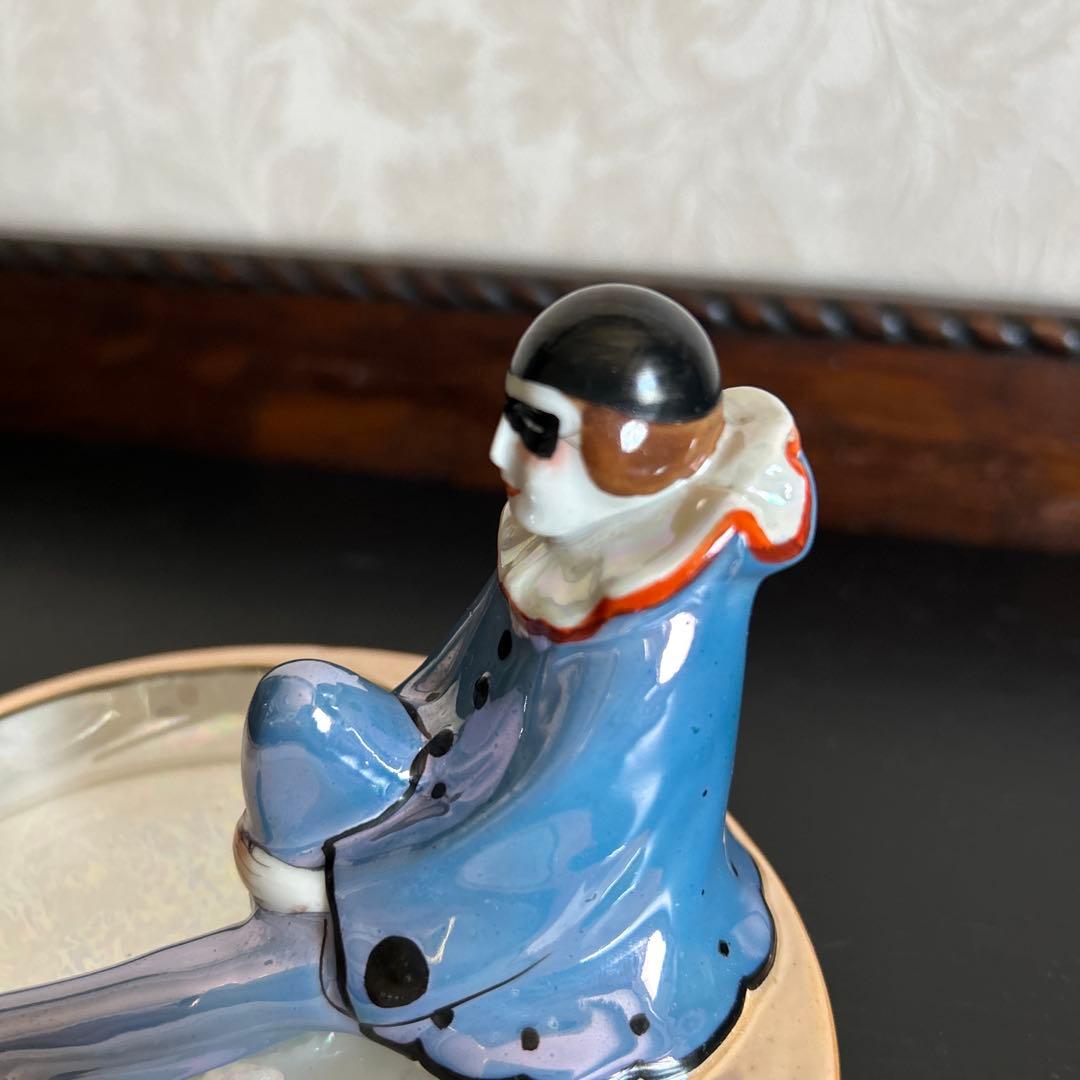 オールドノリタケ　アールデコ　ラスター彩 ピエロ　置物・トレー