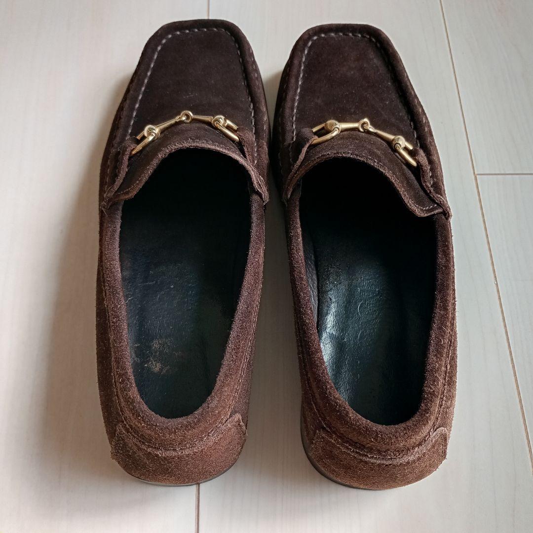 GUCCI　ホースビット　ローファー　スエード　ローカット　ブラウン　23cm