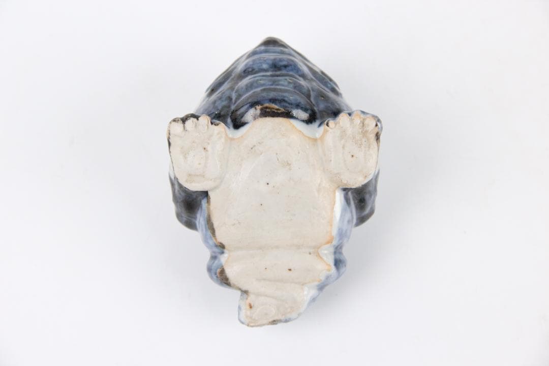 唐物　陶製 置物 蛙 蟾蜍 青白釉 茶道具　古陶 陶彫 FF01-05